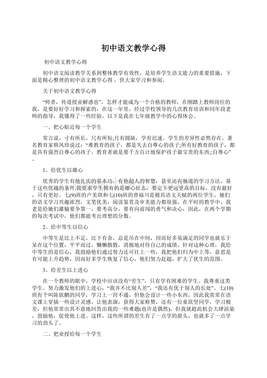 初中语文教学心得.docx