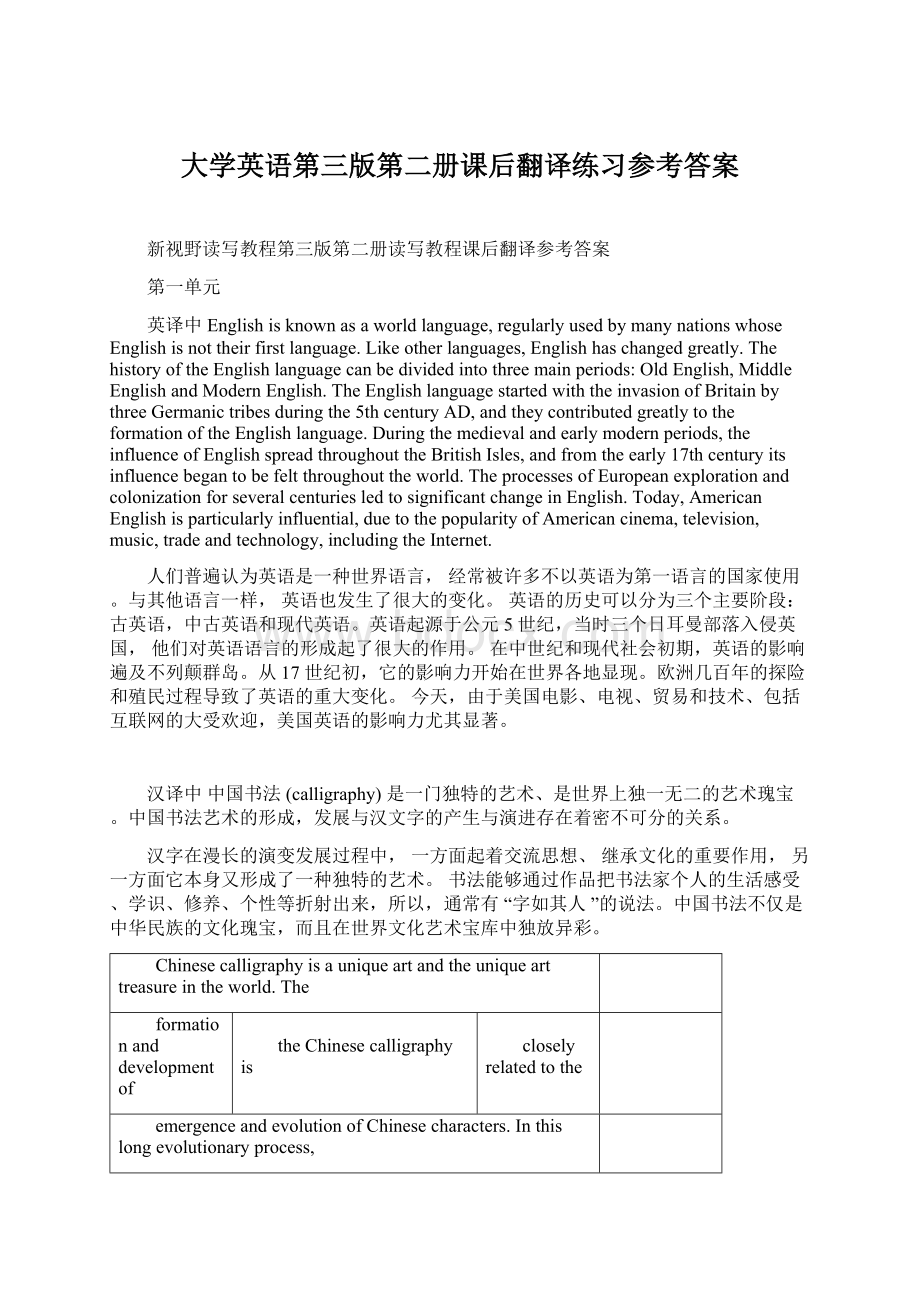 大学英语第三版第二册课后翻译练习参考答案Word文档下载推荐.docx