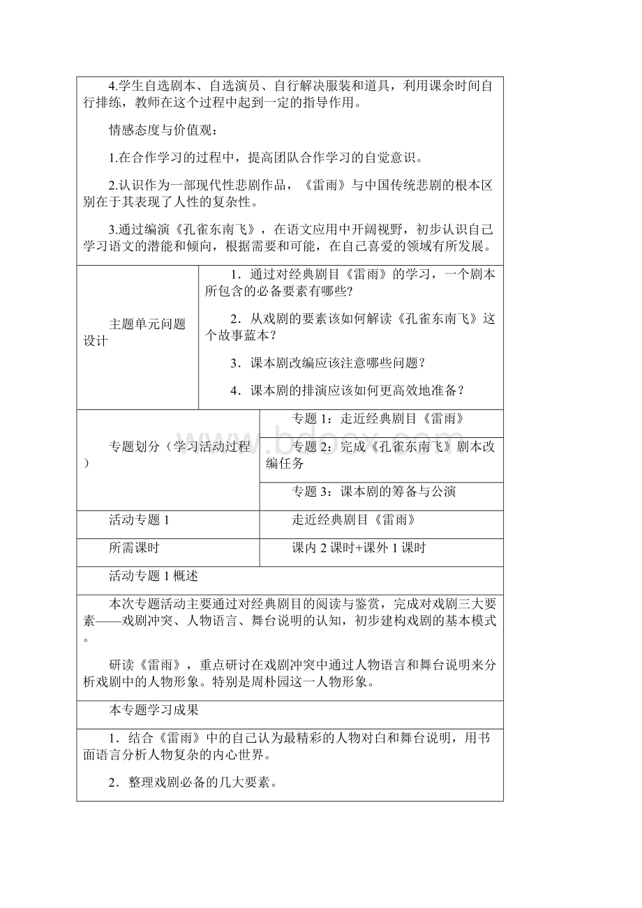 高二语文 别样精彩的课本剧主题单元设计 鲁教版.docx_第3页