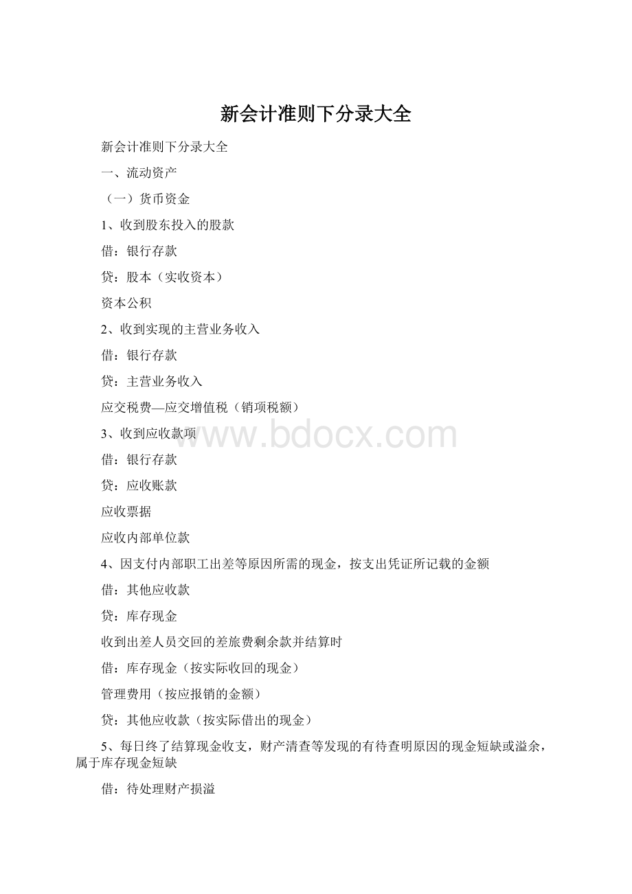 新会计准则下分录大全Word文件下载.docx