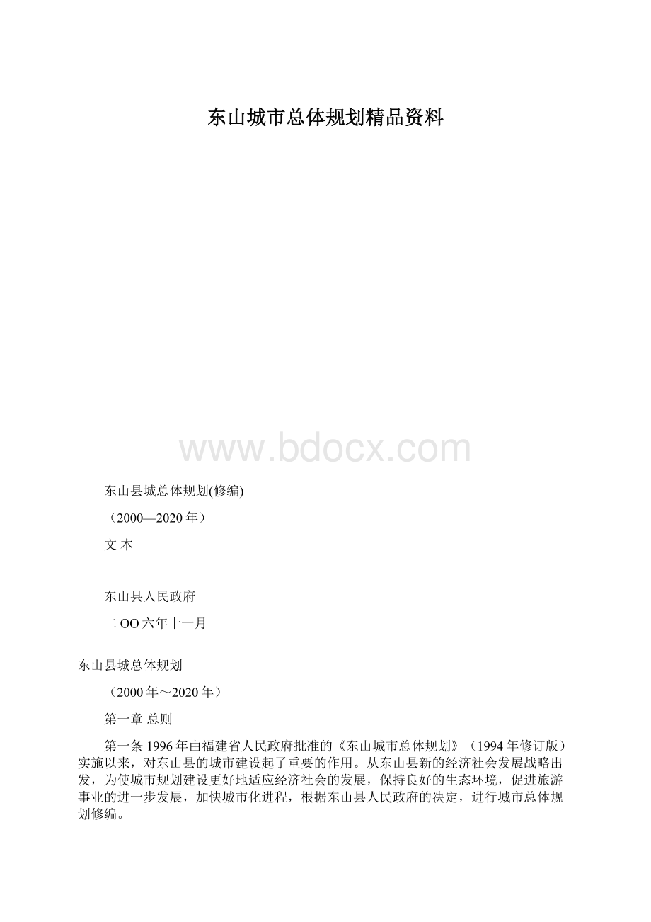 东山城市总体规划精品资料Word格式文档下载.docx