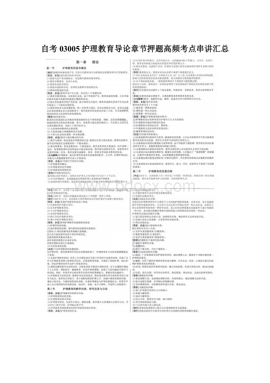 自考03005护理教育导论章节押题高频考点串讲汇总.docx_第1页