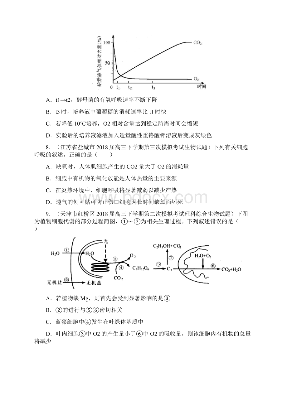 高中生物专题光合作用与呼吸作用高考题和高考模拟题生物分项版汇编原卷版.docx_第3页