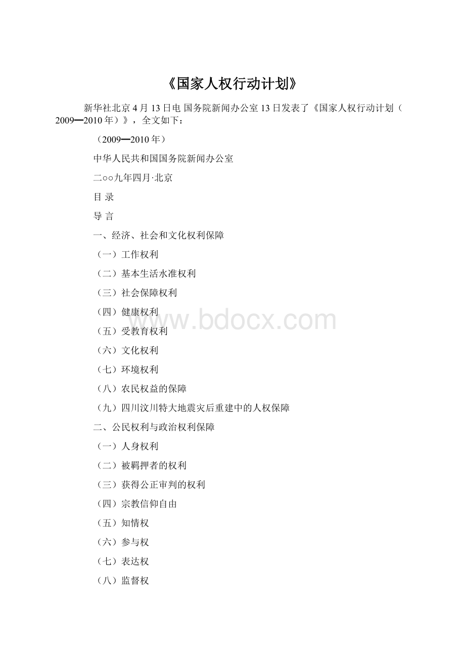 《国家人权行动计划》Word格式文档下载.docx