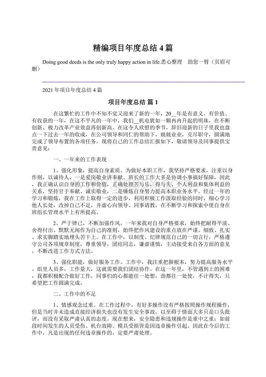 精编项目年度总结4篇.docx_第1页