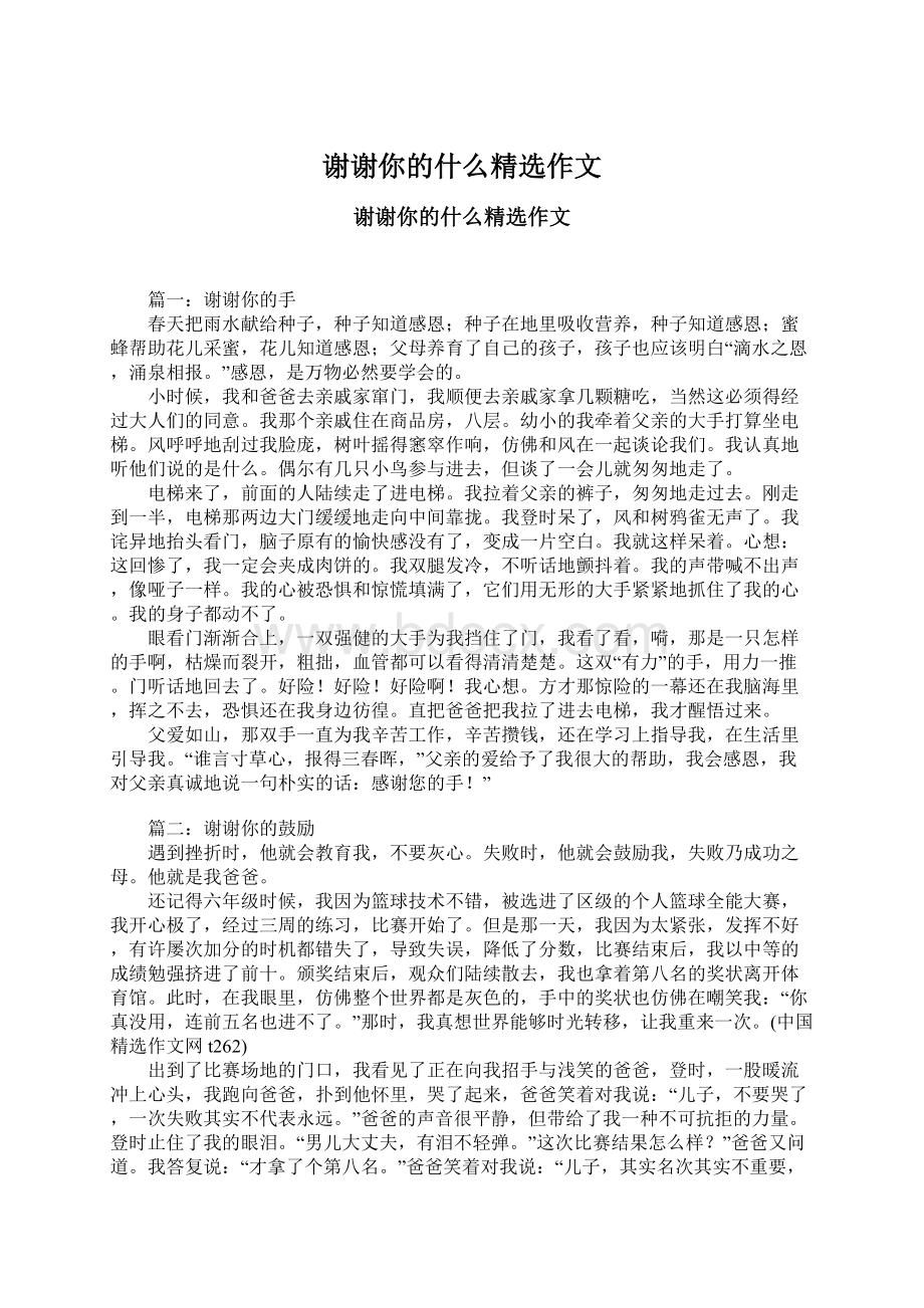 谢谢你的什么精选作文Word下载.docx