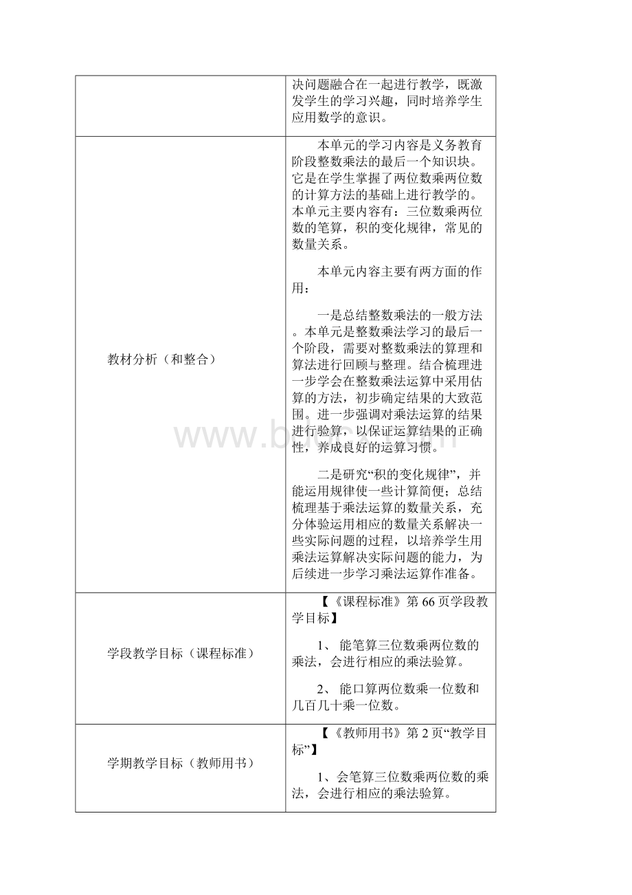 四年级《三位数乘两位数》单元教学设计Word文件下载.docx_第2页