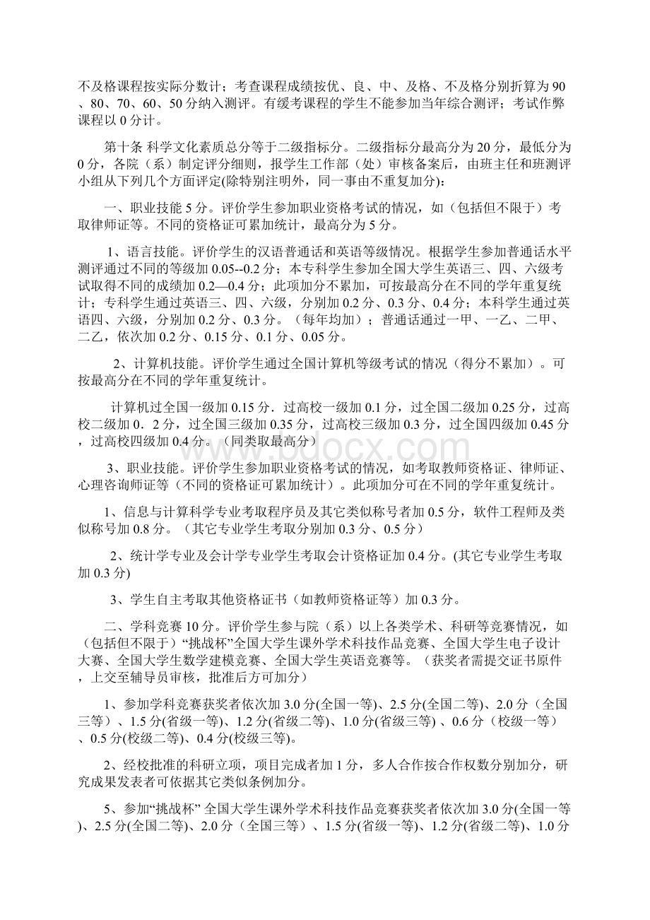 湖北师范学院文理学院综合测评评分细则试行.docx_第2页