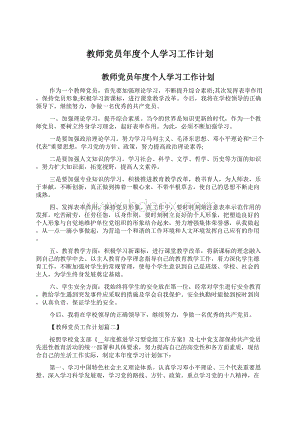 教师党员年度个人学习工作计划.docx