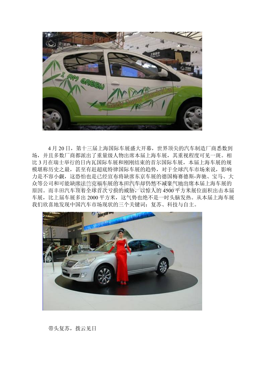 从上海车展窥探中国汽车市场现状Word格式文档下载.docx_第2页