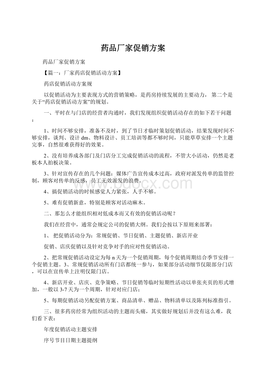 药品厂家促销方案Word文档下载推荐.docx