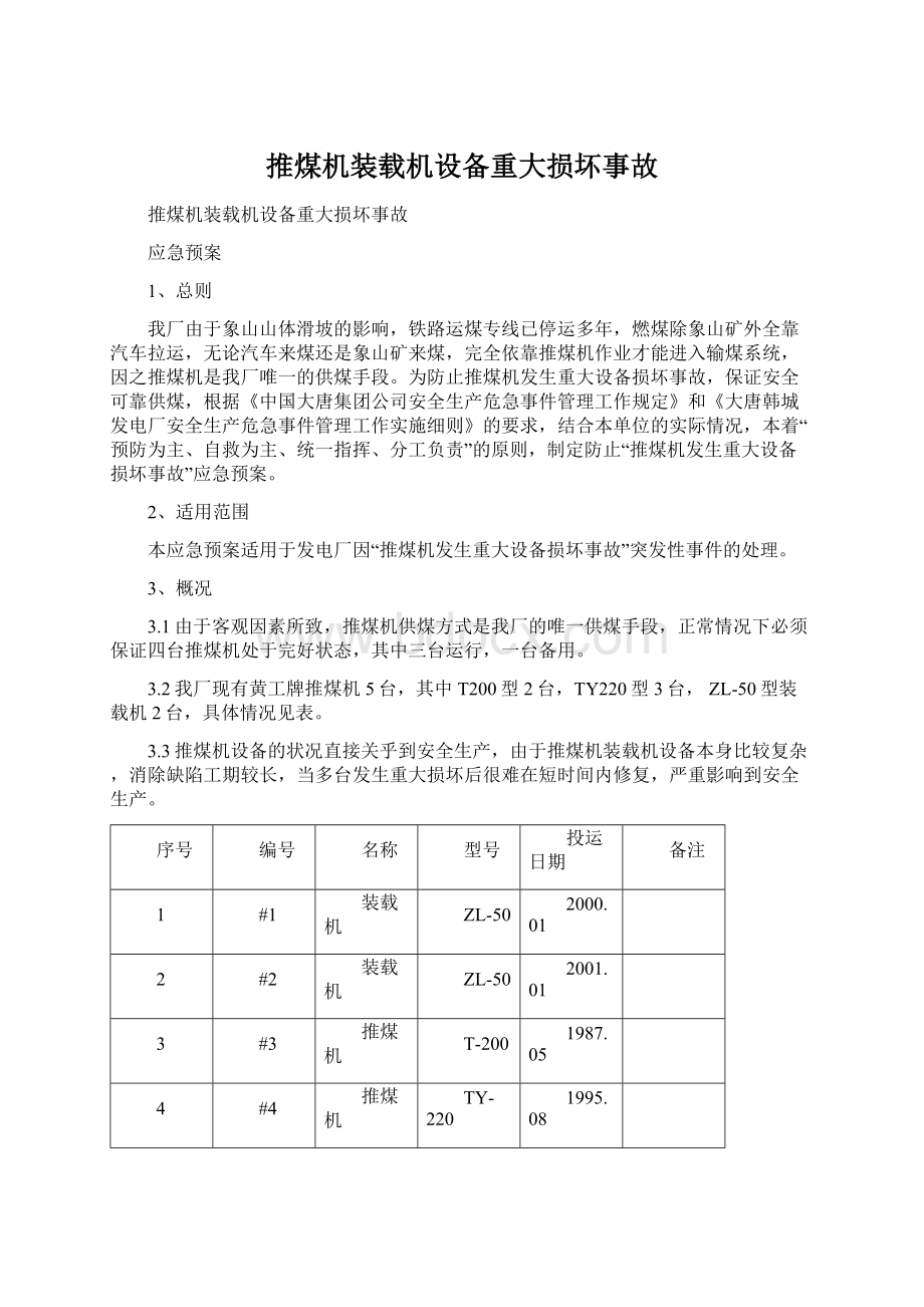 推煤机装载机设备重大损坏事故.docx_第1页