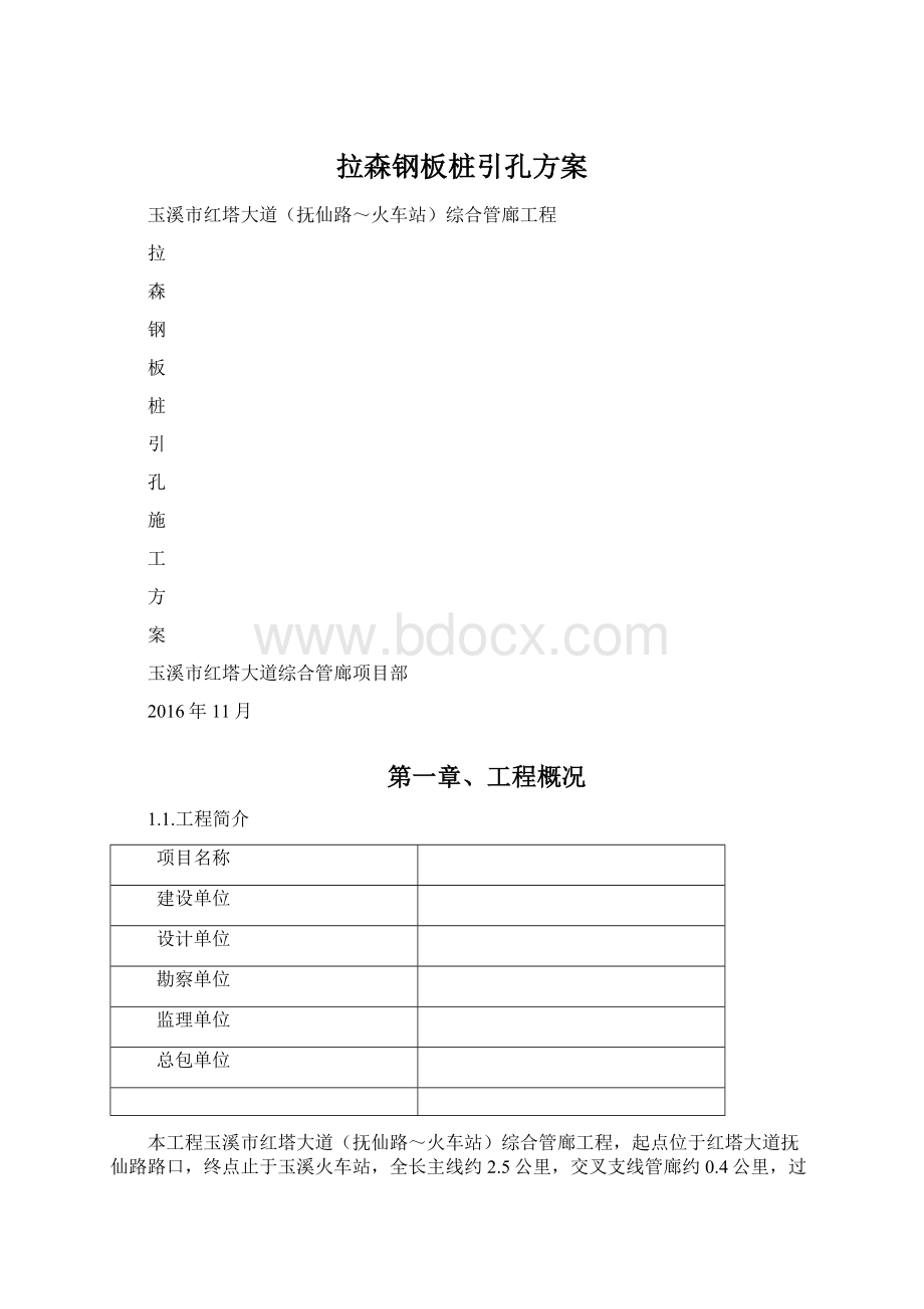 拉森钢板桩引孔方案.docx