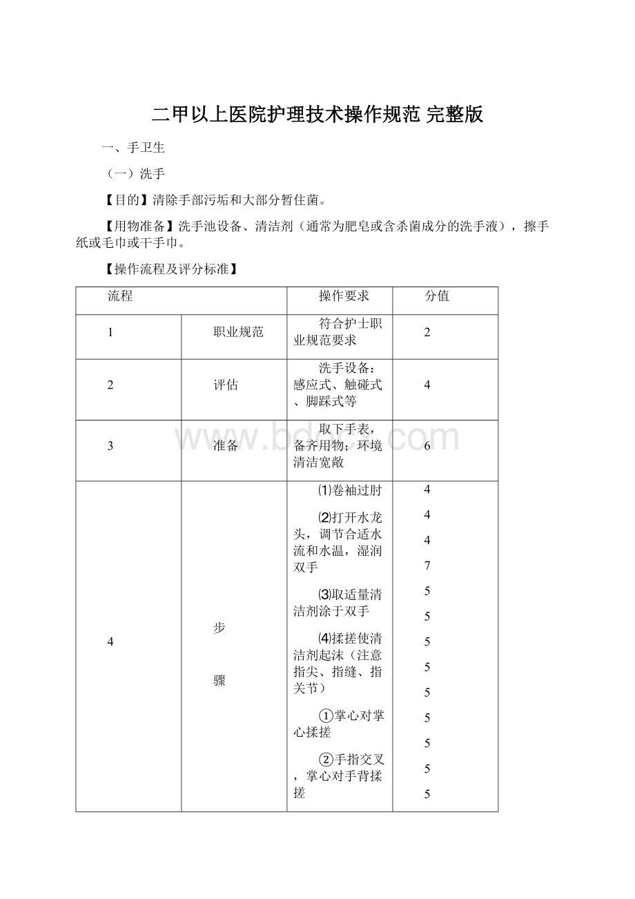 二甲以上医院护理技术操作规范完整版.docx_第1页