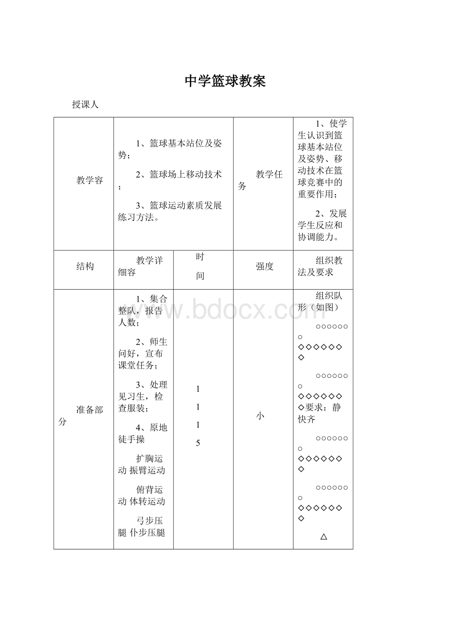 中学篮球教案Word下载.docx