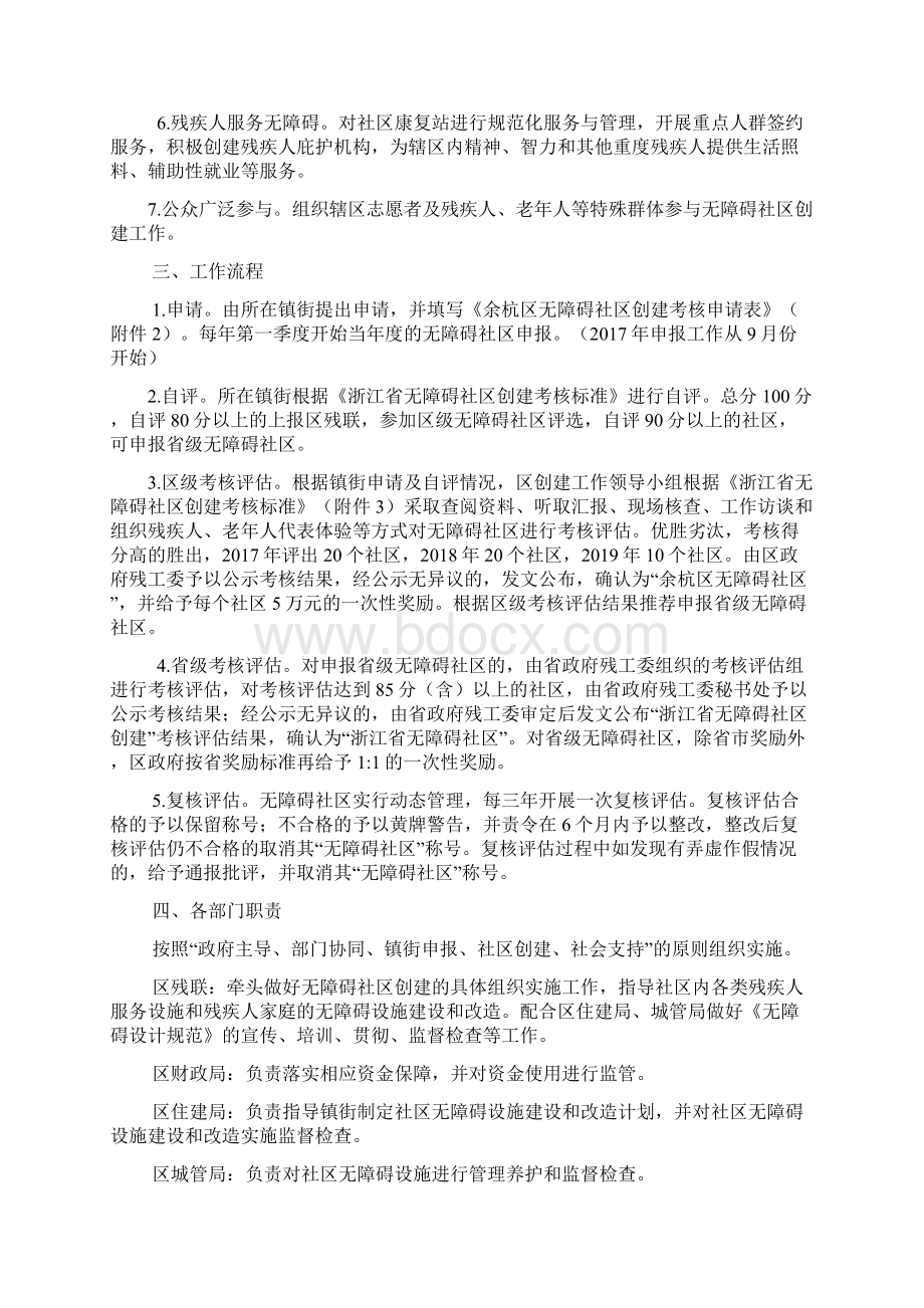 杭州余杭区无障碍社区创建工作实施意见Word文档格式.docx_第2页