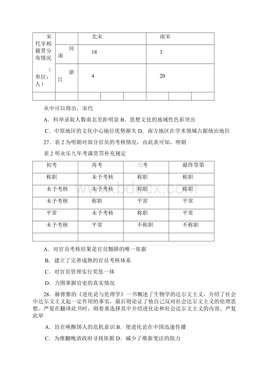 精品推荐广州市质检三广东省广州市届高三教学质量检测三文综历史试题含答案文档格式.docx_第2页