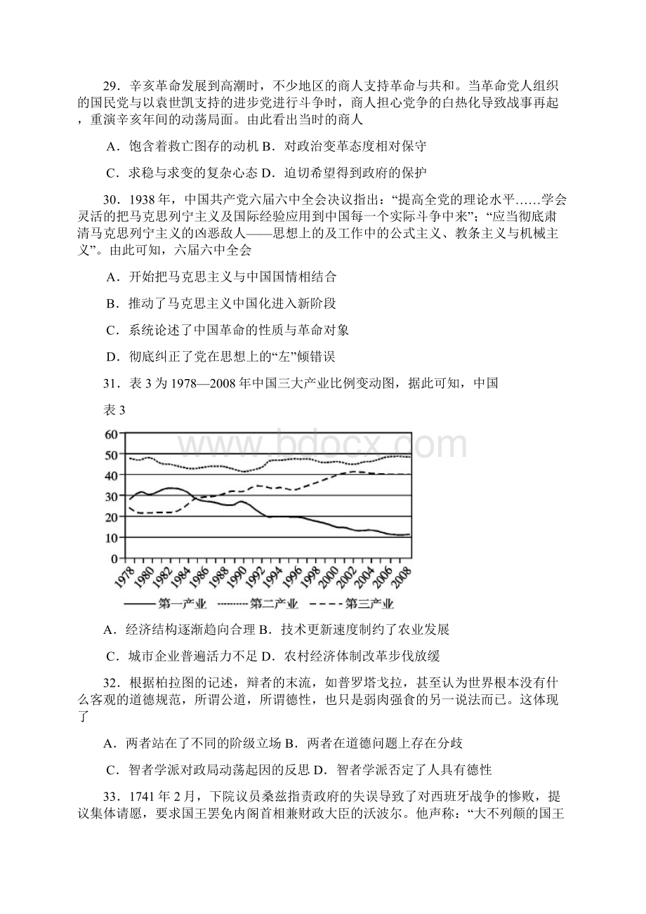 精品推荐广州市质检三广东省广州市届高三教学质量检测三文综历史试题含答案文档格式.docx_第3页