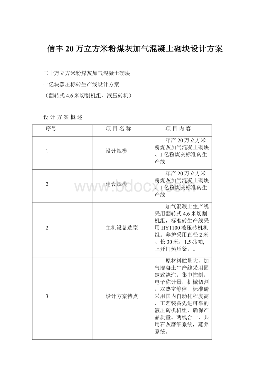 信丰20万立方米粉煤灰加气混凝土砌块设计方案.docx_第1页