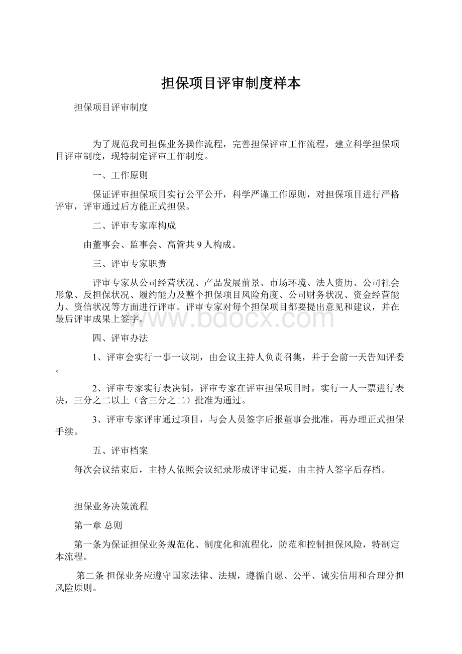 担保项目评审制度样本Word文档格式.docx