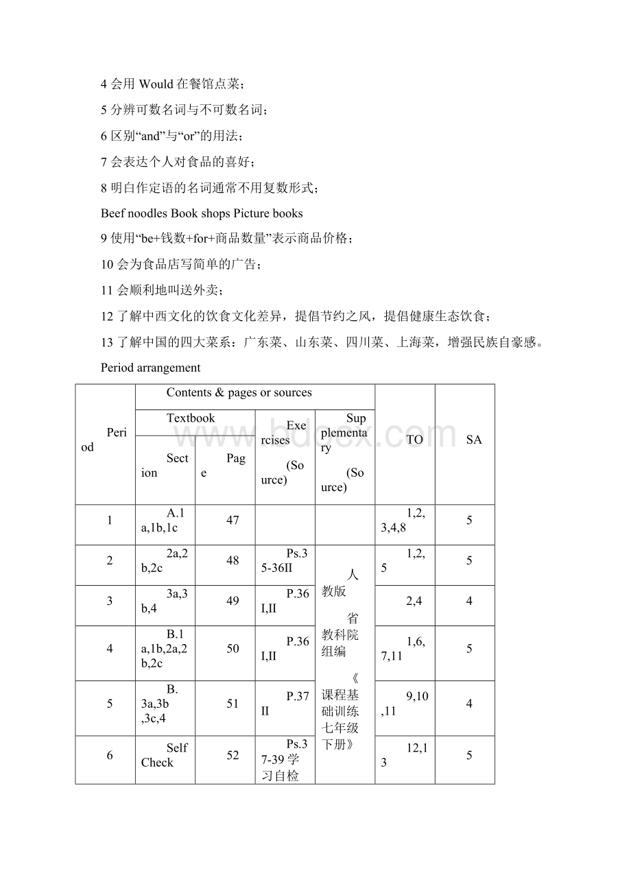 新目标初中英语七年级下册Unit 8《Id like some noodles》教案共14页.docx_第2页