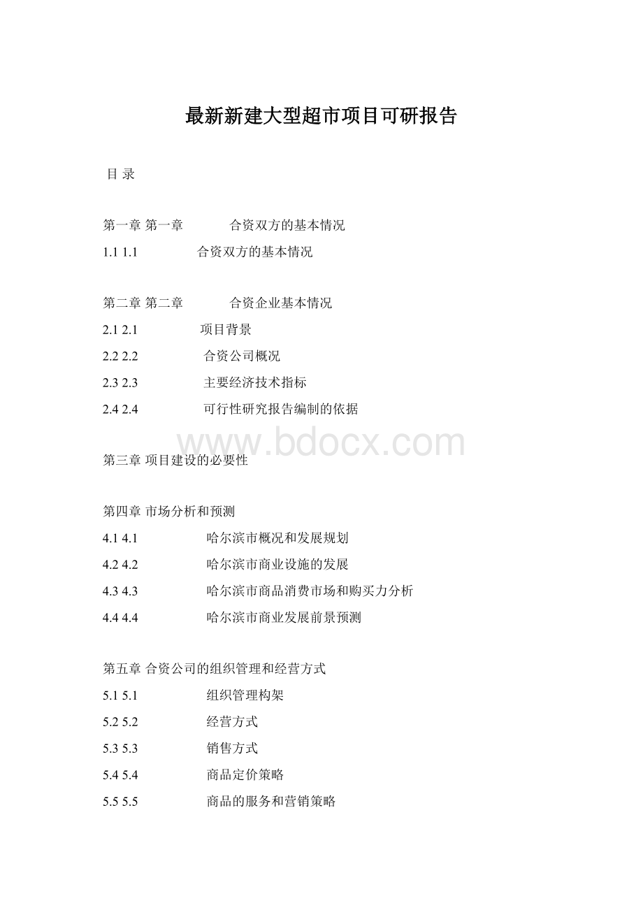 最新新建大型超市项目可研报告Word文件下载.docx_第1页