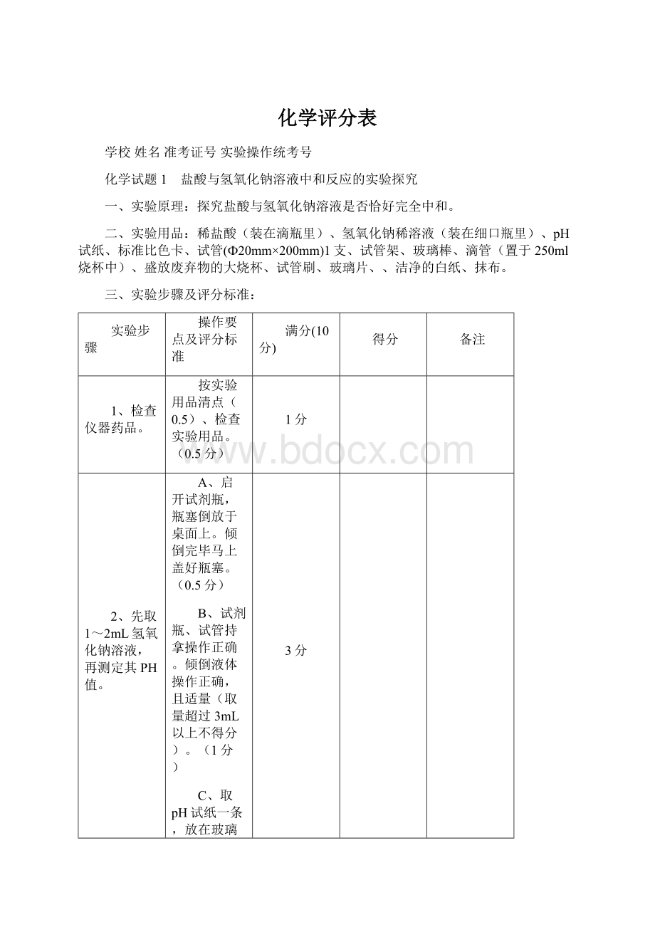 化学评分表.docx_第1页