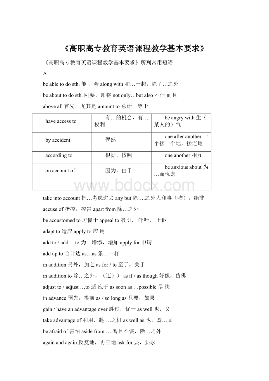 《高职高专教育英语课程教学基本要求》Word格式.docx_第1页