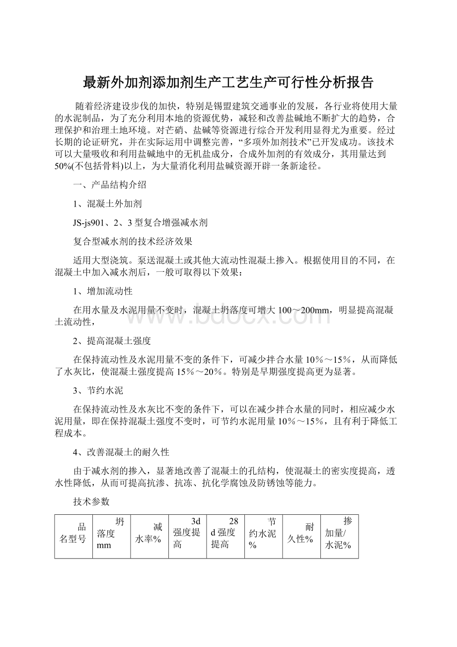 最新外加剂添加剂生产工艺生产可行性分析报告.docx