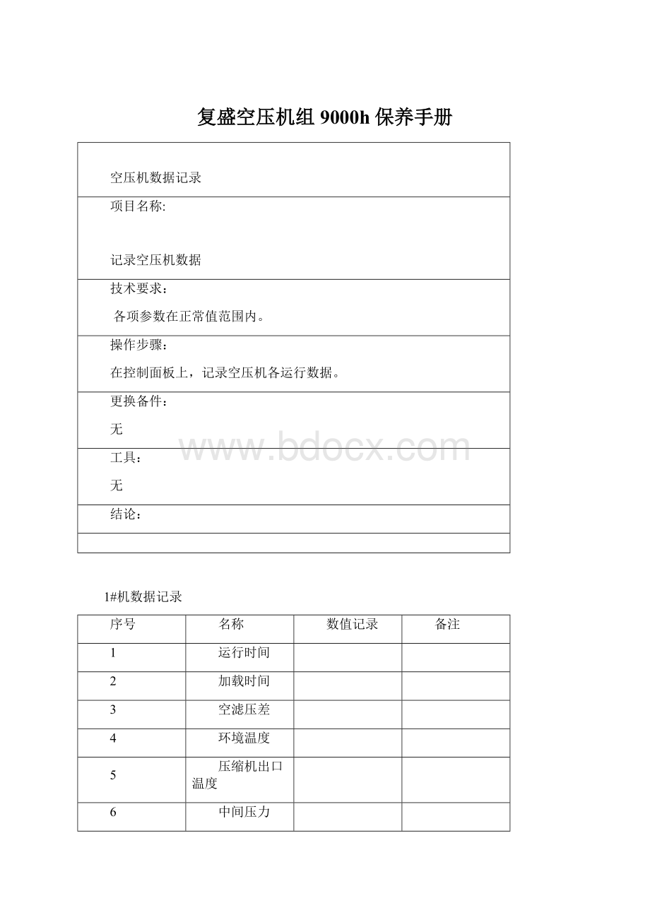 复盛空压机组9000h保养手册Word下载.docx_第1页