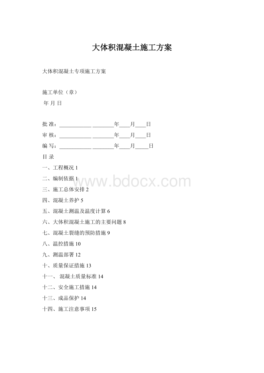 大体积混凝土施工方案文档格式.docx