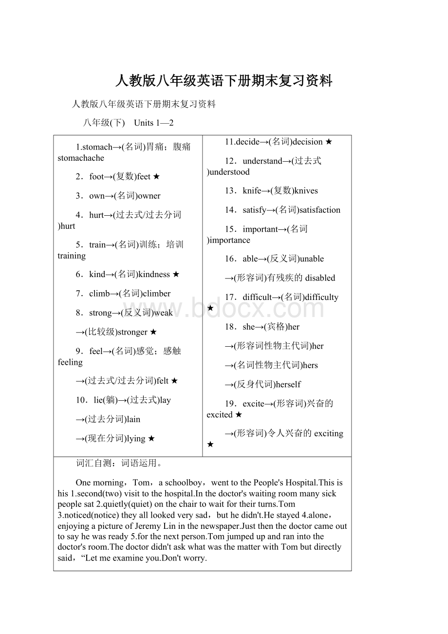 人教版八年级英语下册期末复习资料.docx_第1页