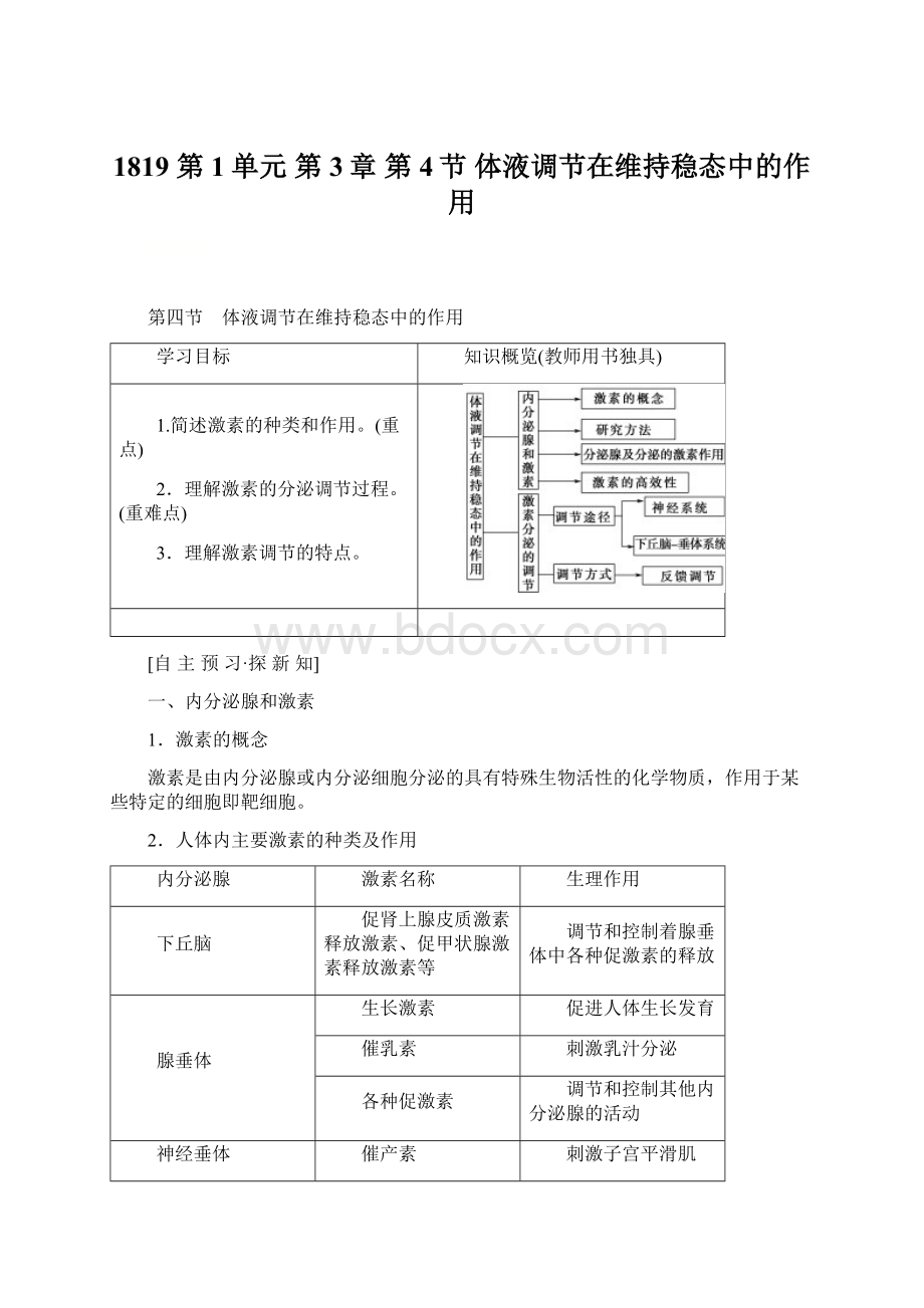 1819 第1单元 第3章 第4节 体液调节在维持稳态中的作用.docx