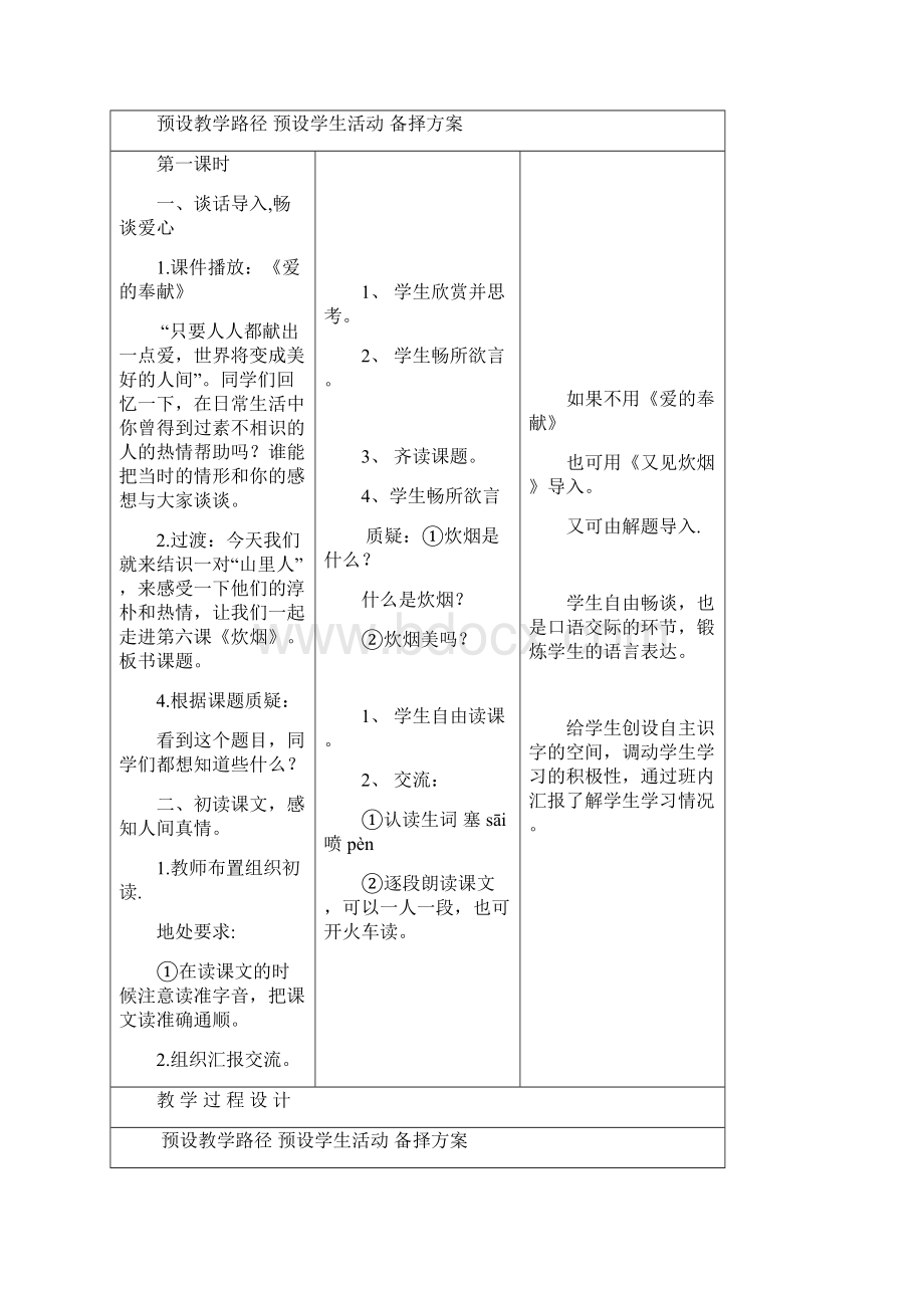 新冀教版小学语文四年级上册《炊烟》公开课优质课教案.docx_第2页