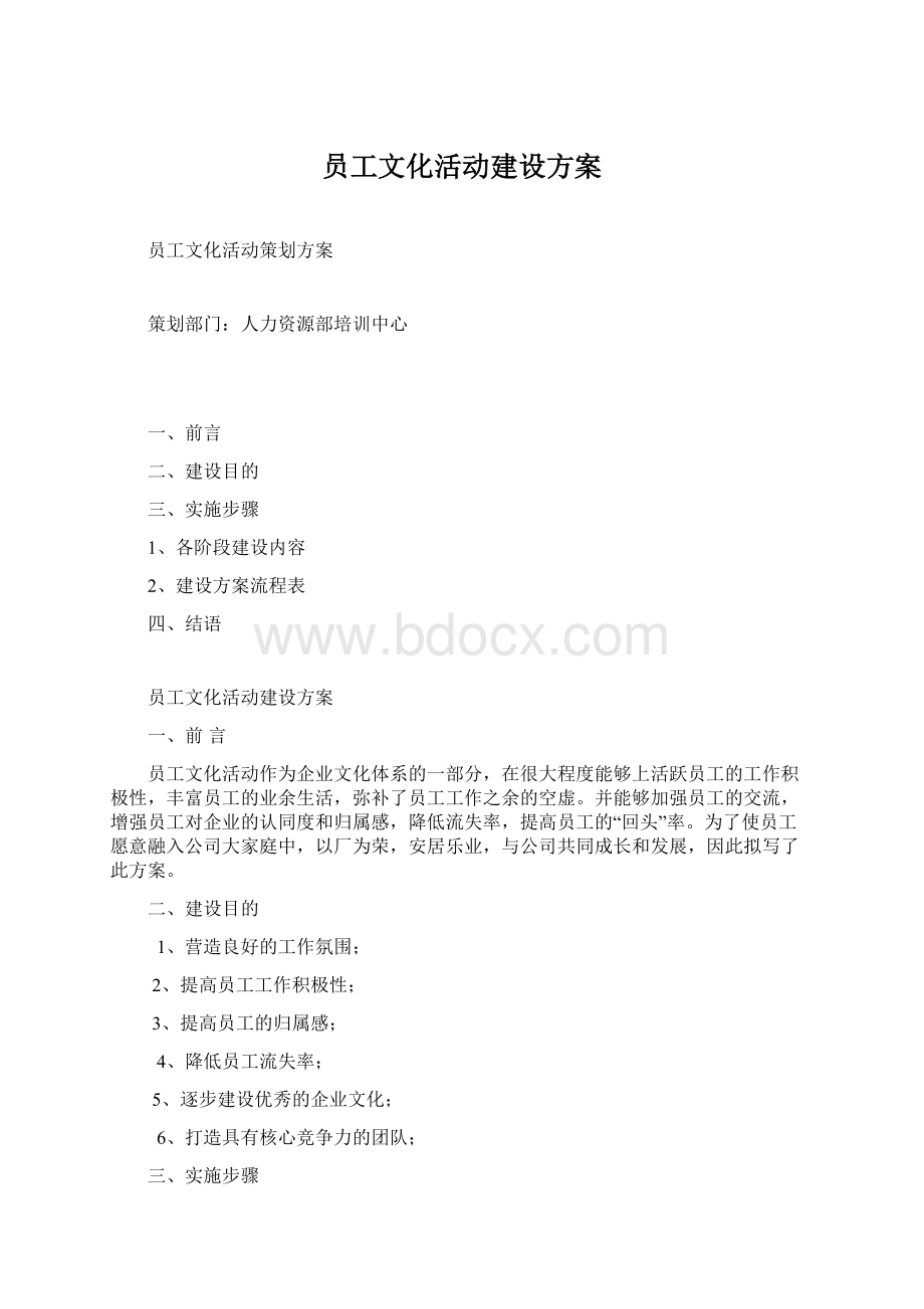 员工文化活动建设方案Word下载.docx