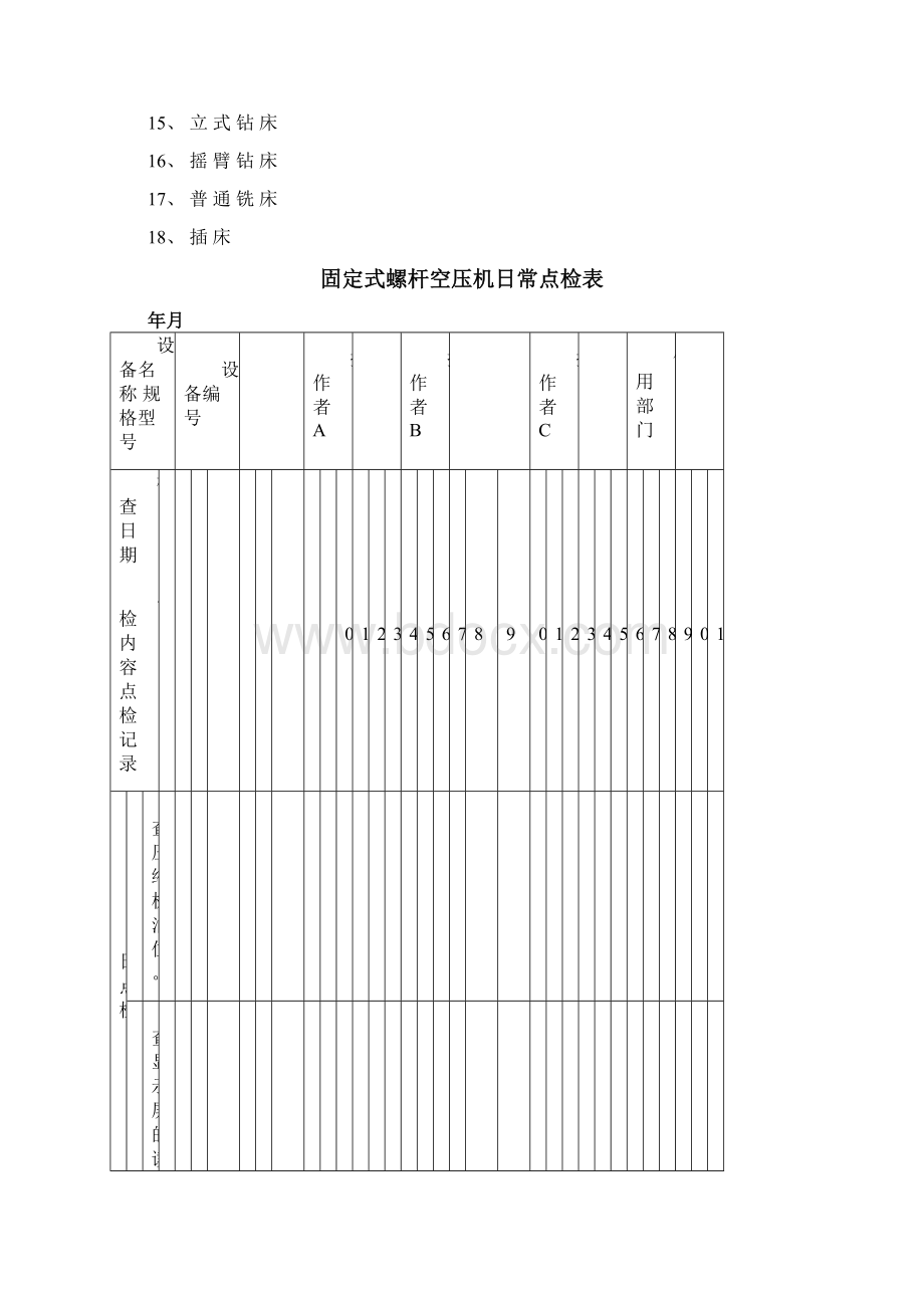 机械设备日常点检表模版.docx_第2页