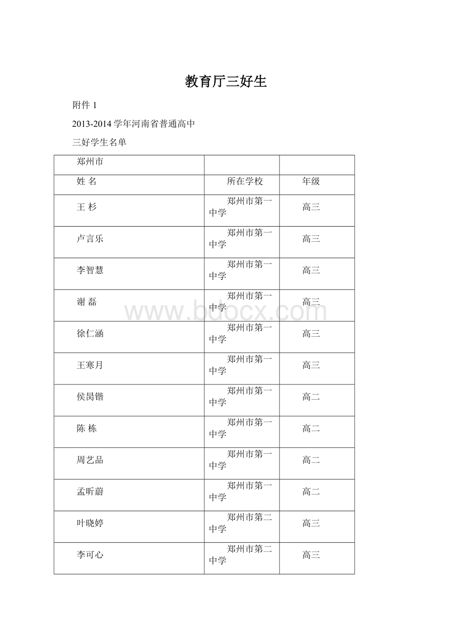 教育厅三好生.docx_第1页