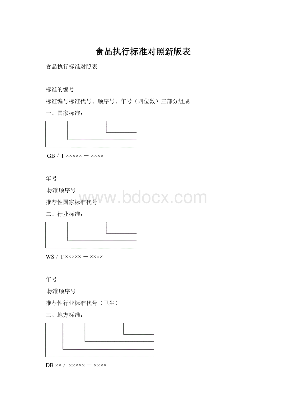 食品执行标准对照新版表.docx