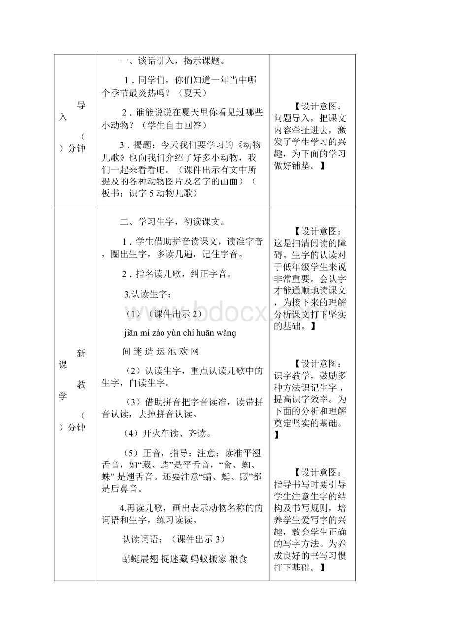 识字5 动物儿歌 教案+课后作业部编人教版一年级语文下.docx_第2页