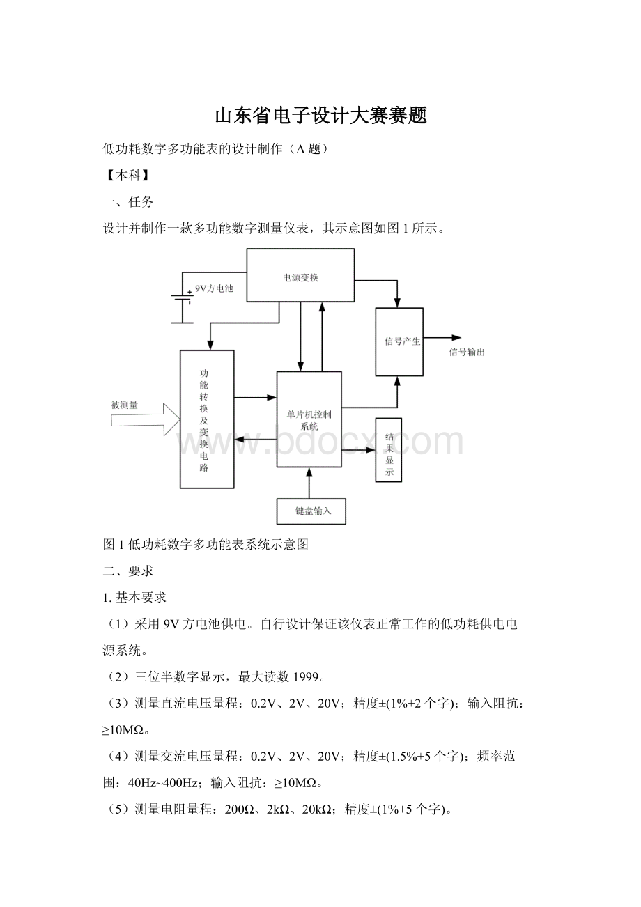 山东省电子设计大赛赛题Word格式.docx