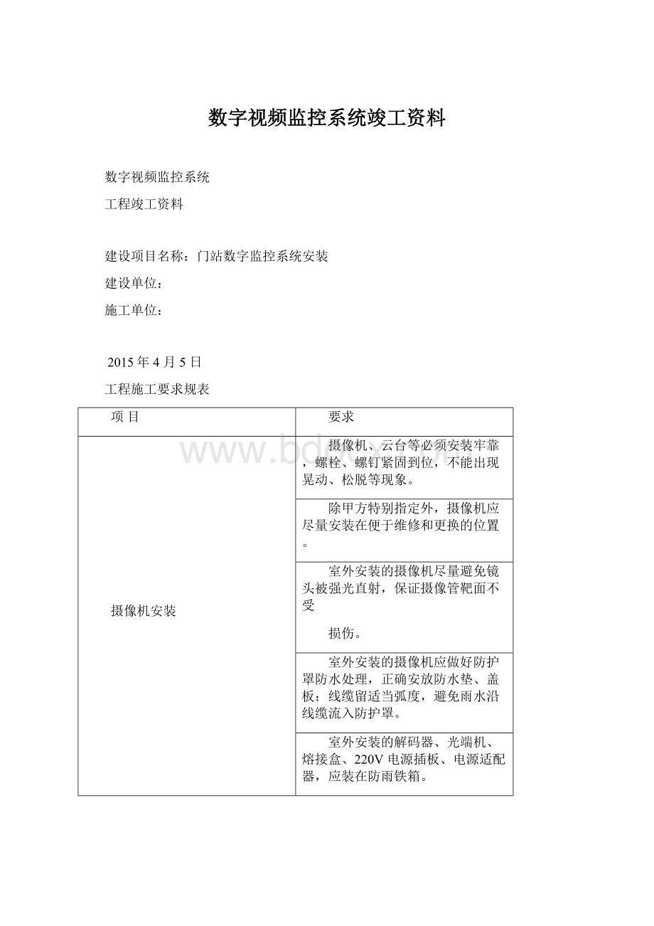 数字视频监控系统竣工资料.docx_第1页