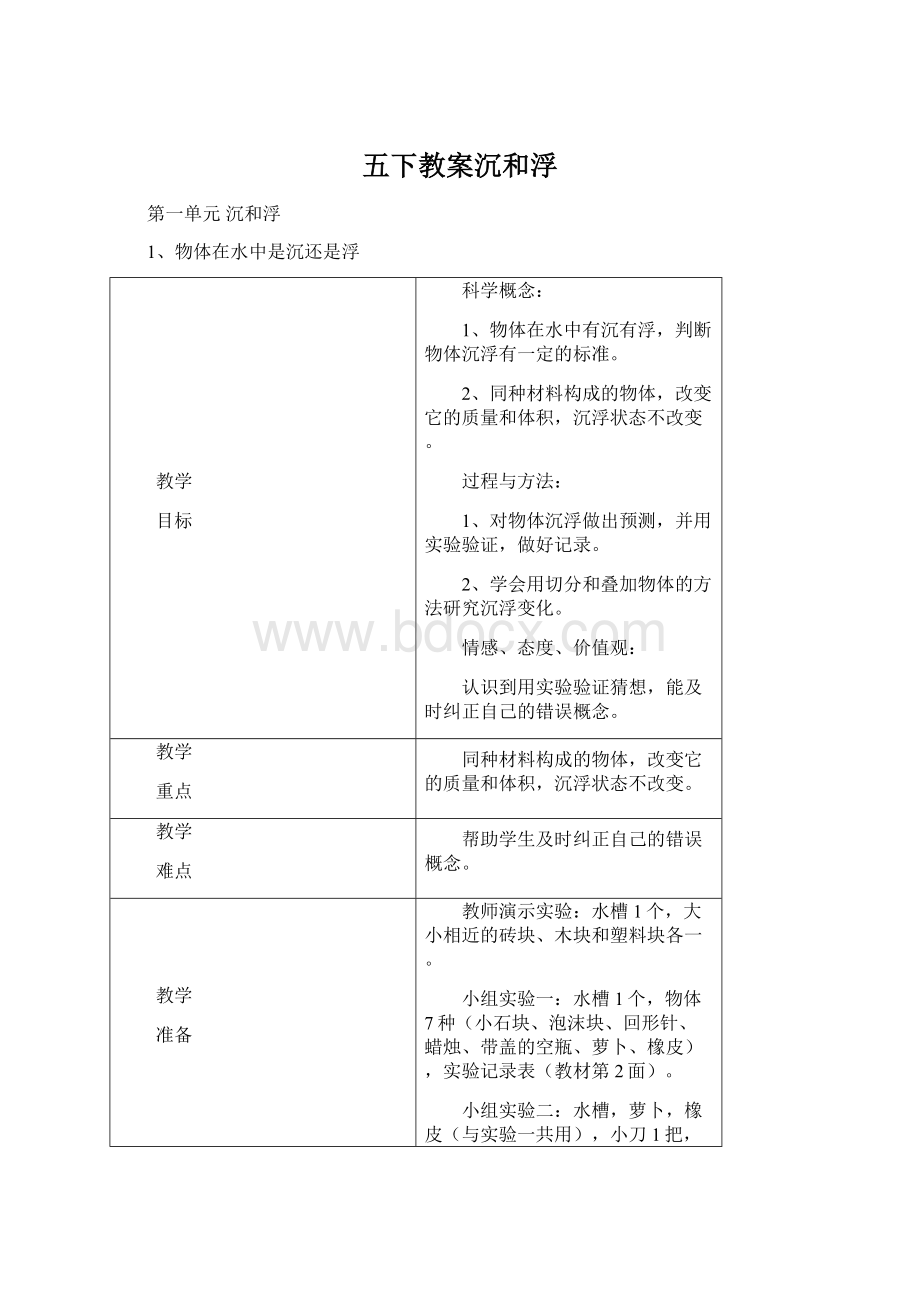 五下教案沉和浮.docx_第1页