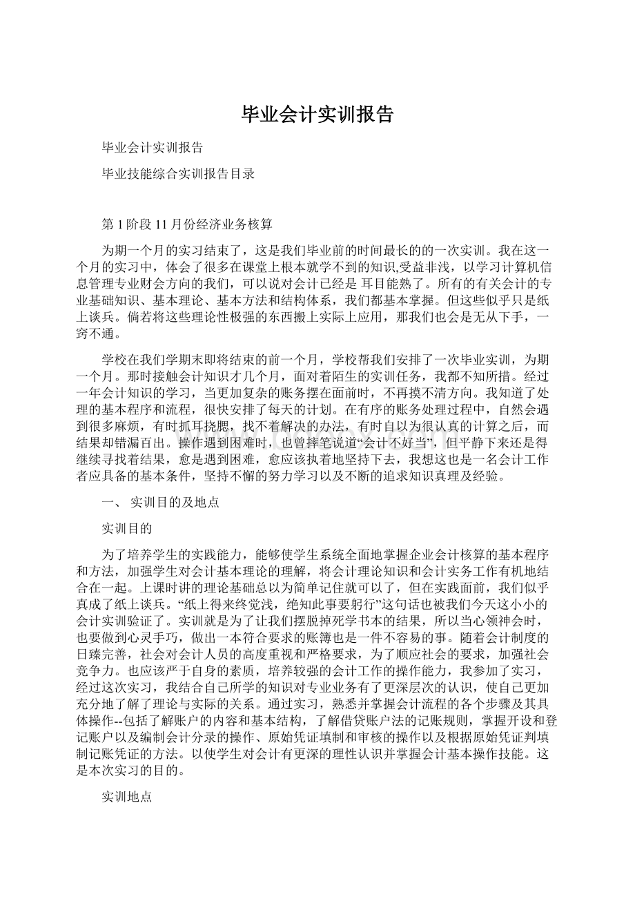 毕业会计实训报告Word文件下载.docx