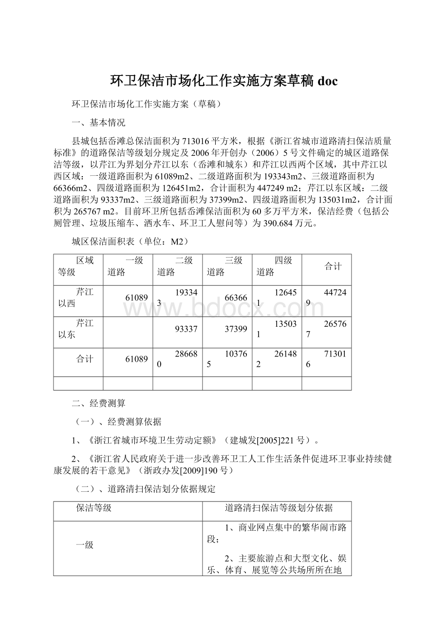 环卫保洁市场化工作实施方案草稿doc.docx_第1页