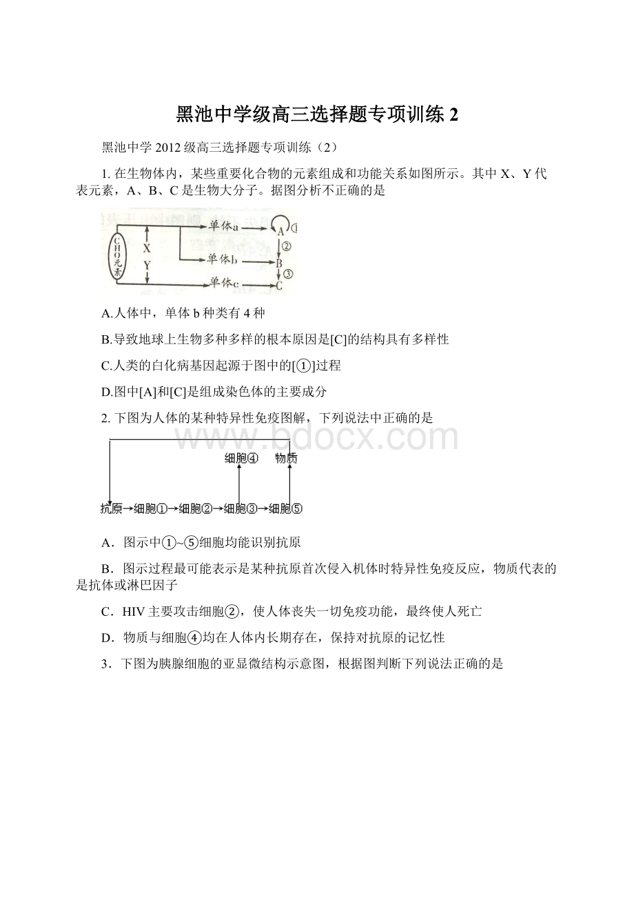 黑池中学级高三选择题专项训练2Word格式.docx