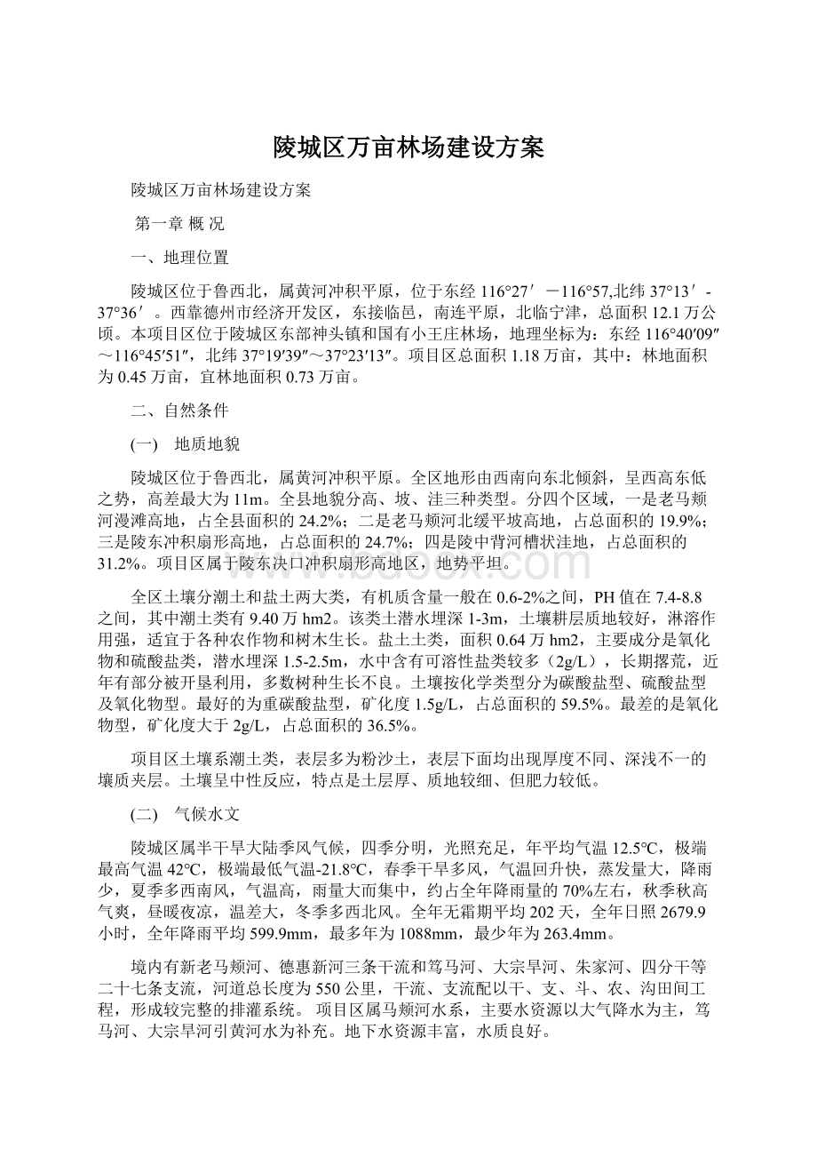 陵城区万亩林场建设方案Word下载.docx