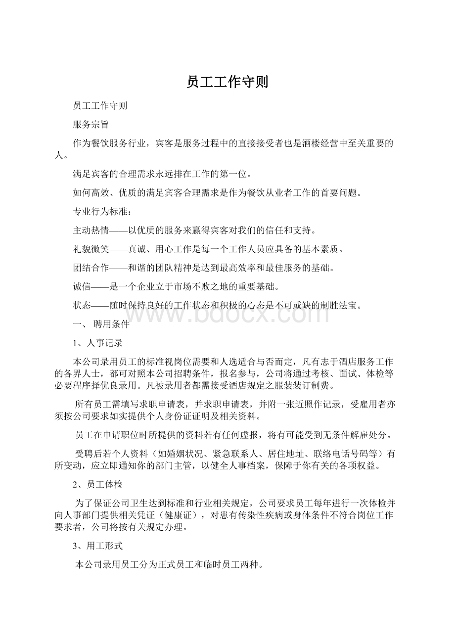 员工工作守则Word文档格式.docx_第1页