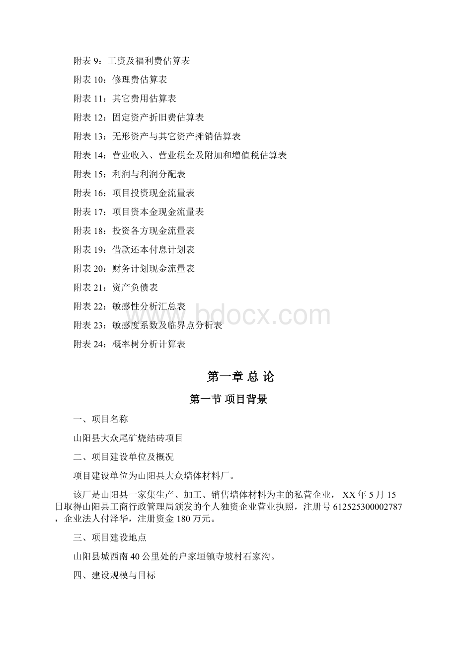 山阳县大众尾矿烧结砖项目可行性研究报告Word格式文档下载.docx_第2页