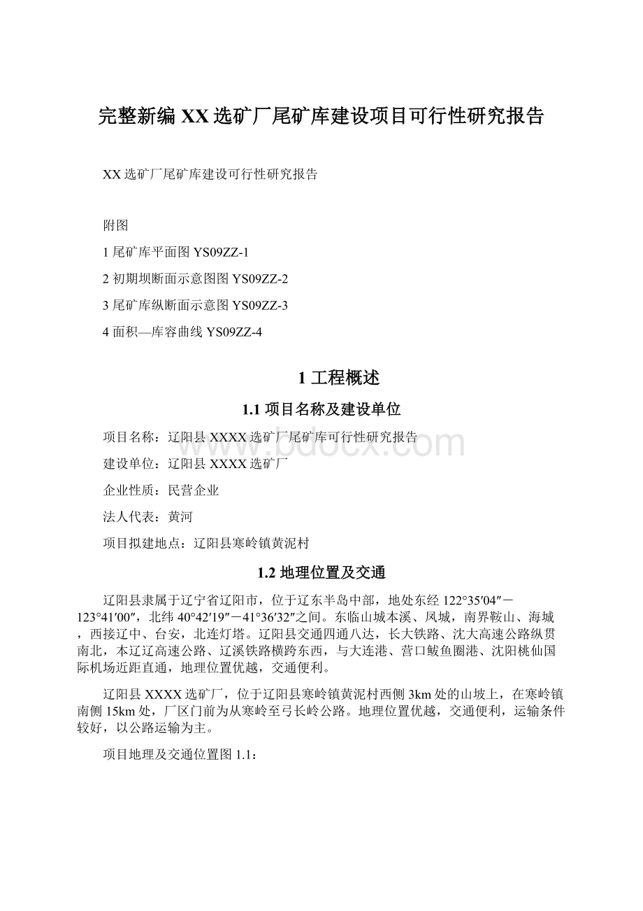 完整新编XX选矿厂尾矿库建设项目可行性研究报告Word格式.docx