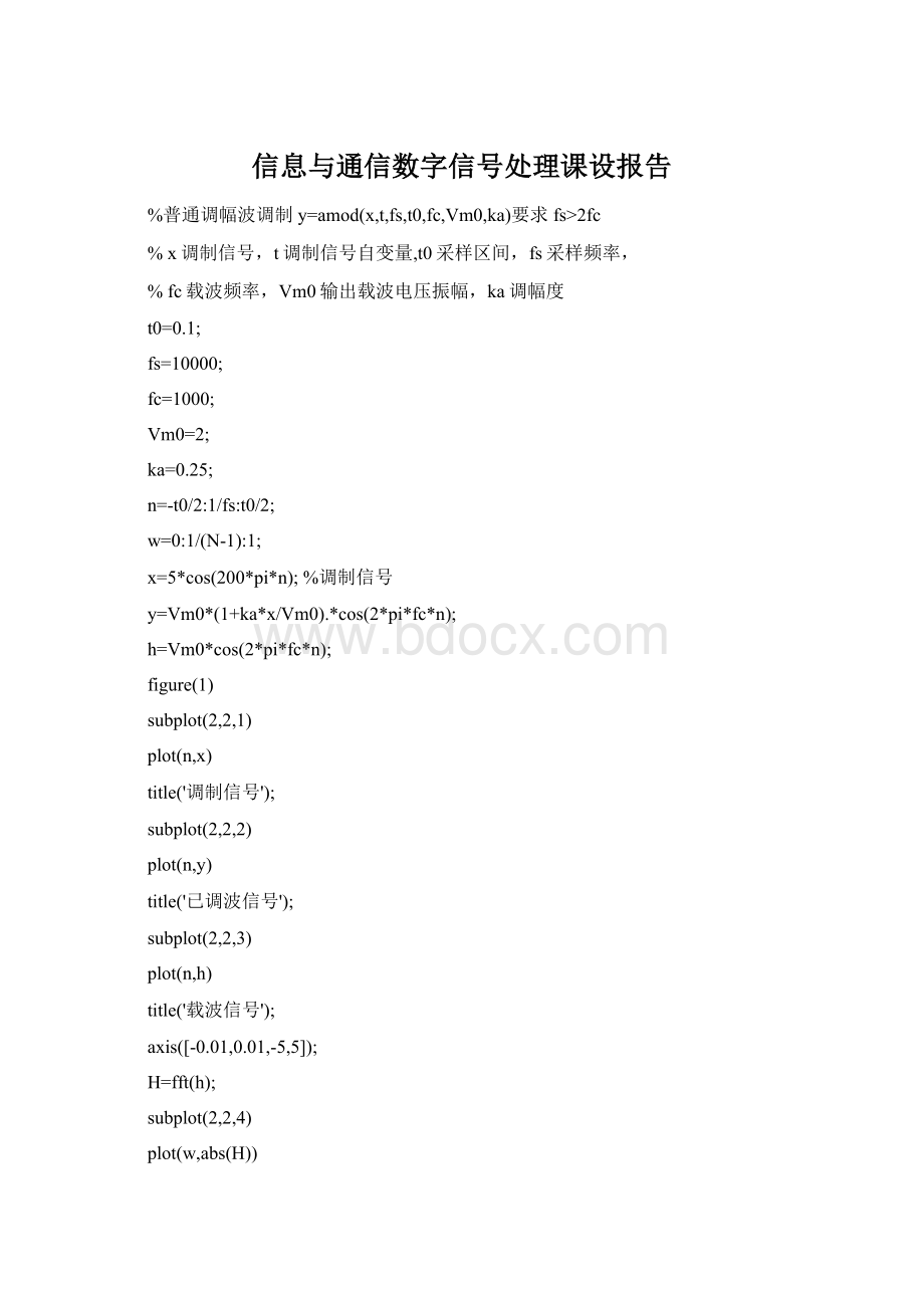 信息与通信数字信号处理课设报告Word下载.docx